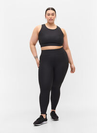 Ribbet træningstights med 7/8 længde, Black, Model