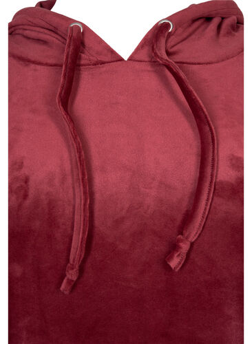 Velour sweatkjole med hætte, Cabernet, Packshot image number 2