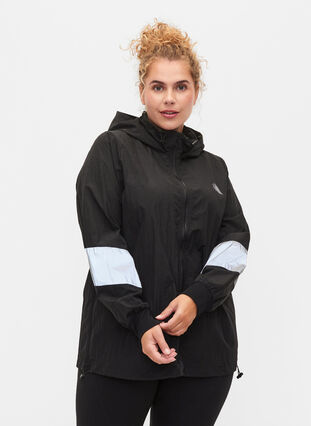 Sportsjakke med reflex og regulerbar bund, Black w. Reflex, Model image number 0