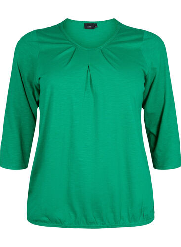 Bomuldsbluse med 3/4 ærmer, Jolly Green, Packshot image number 0