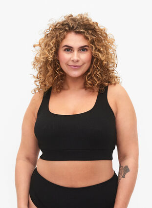 Bikini top med crepe struktur, Black, Model image number 0