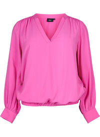 Viskosebluse med v-hals