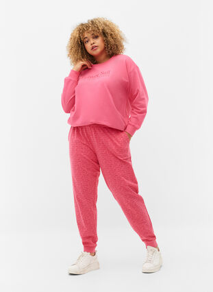 Sweatpants med print og lommer, Hot Pink AOP, Model image number 0