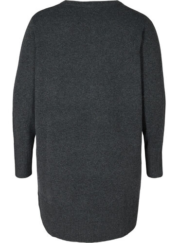 Meleret strik cardigan med lommer, Dark Grey Melange, Packshot image number 1