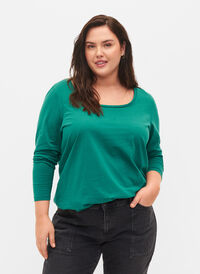 2-pak basis bluse i bomuld, Antique Green/Navy, Model