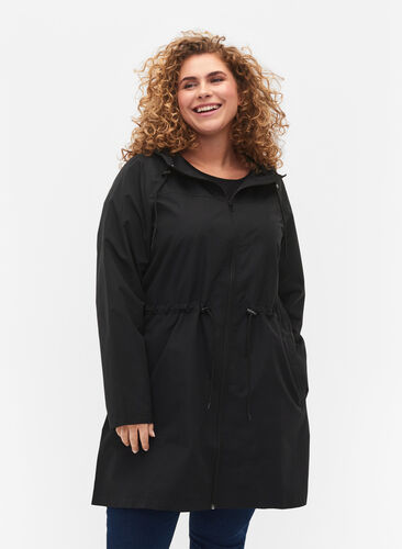 FLASH - Vandafvisende parka med hætte, Black, Model image number 0