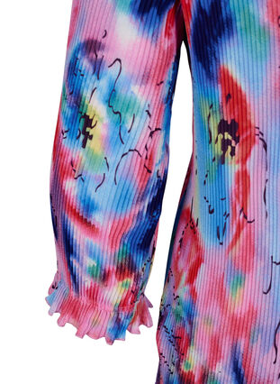 Plisseret bluse med 3/4 ærmer, Lavender Space AOP, Packshot image number 3