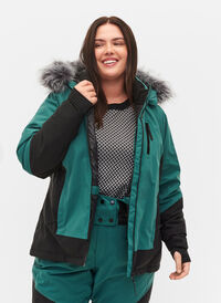 Skijakke med aftagelig hætte, Mallard Green Comb, Model