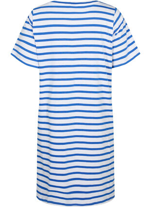 Stribet jerseykjole med korte ærmer, Blue Stripes, Packshot image number 1
