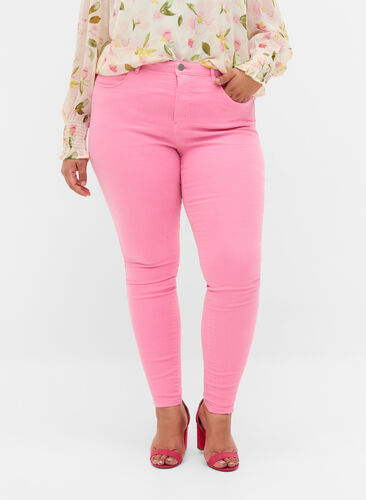 Højtaljede Amy jeans med super slim fit, Rosebloom, Model image number 1
