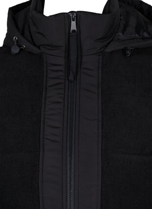 Lang vest med hætte og lynlås, Black, Packshot image number 2