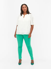Højtaljede Amy jeans med super slim fit, Holly Green, Model