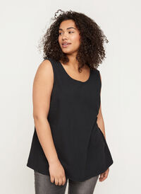 Ærmeløs top i bomuld, Black, Model