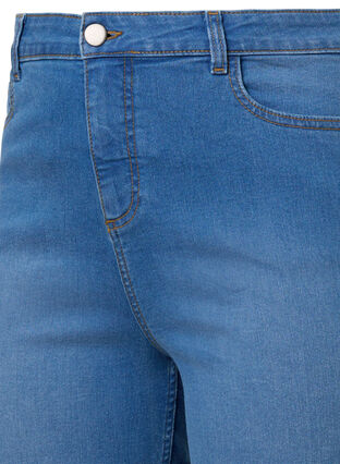 Højtaljede denim shorts med slim fit, Medium Blue Denim, Packshot image number 2