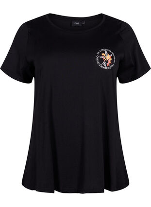 Bomulds t-shirt med fronttryk, Black W. Chest print, Packshot image number 0