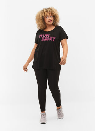 Trænings t-shirt med print, Black w. Run Away, Model image number 2