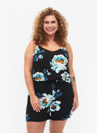 Løstsiddende shorts i viskose, Black Big Flower, Model