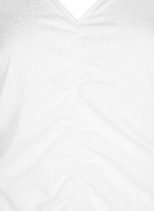 Kortærmet kjole med draperinger og struktur, Bright White, Packshot image number 2