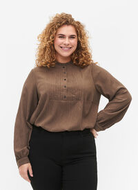 Langærmet bluse med flæsekrave, Morel, Model