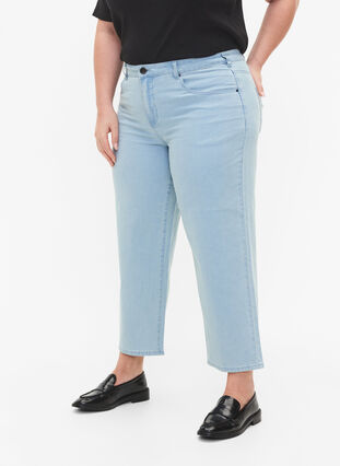 Straight fit Vera jeans med ankellængde, Light blue denim, Model image number 2