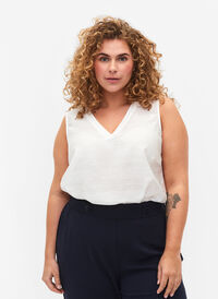 Viskose top med struktur, Bright White, Model