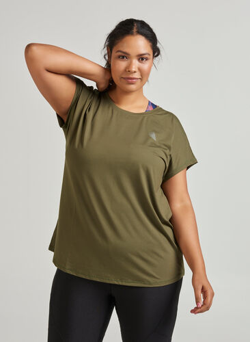 Ensfarvet trænings t-shirt, Ivy Green, Model image number 0