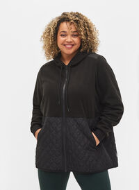 Sportsjakke med teddy og quilt, Black, Model