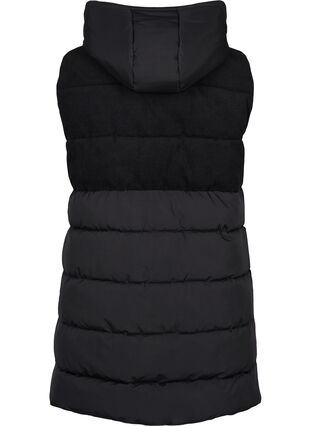 Lang vest med hætte og lynlås, Black, Packshot image number 1