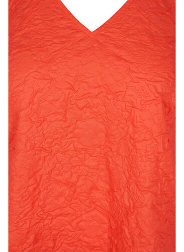 Struktureret kjole med korte pufærmer, Mandarin Red, Packshot image number 2