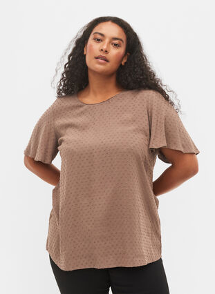 Struktureret viskosebluse med flagermusærmer, Falcon, Model image number 0