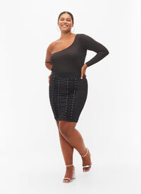Tætsiddende nederdel med snøre, Black, Model