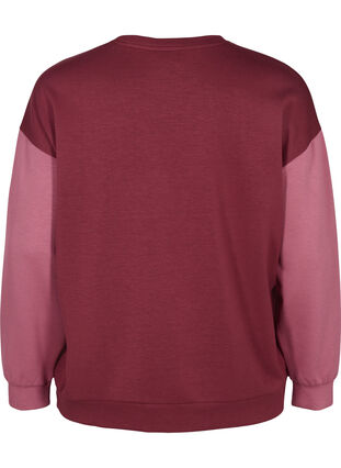 Sweat med color-block , Red Mahogany/Rose B, Packshot image number 1