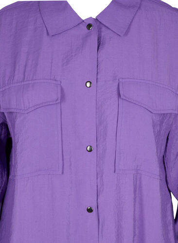Lang viskose skjorte med knapper, Royal Lilac, Packshot image number 2
