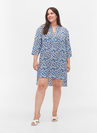 Viskose tunika med leo-print, Blue Leo AOP, Model image number 2