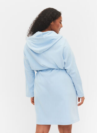 Morgenkåbe med lynlås og hætte, Cashmere Blue, Model image number 1