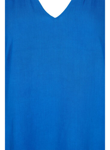Kortærmet viskosekjole med v-hals, Classic Blue, Packshot image number 2