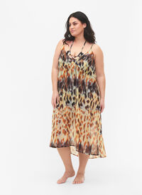Leoprintet strandkjole med stropper, Abstract Leopard, Model
