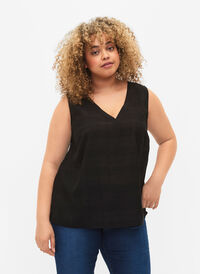 Viskose top med struktur, Black, Model