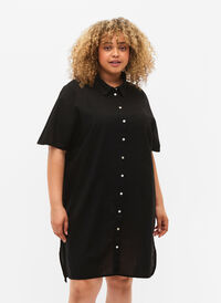 Lang skjorte med korte ærmer, Black, Model