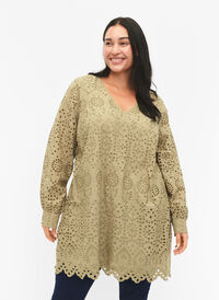 Bomulds tunika med broderi anglaise, Coriander, Model