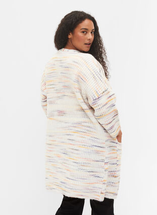 Meleret strik cardigan med cropped ærmer, Multi Color, Model image number 1