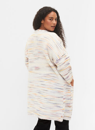 Meleret strik cardigan med cropped ærmer, Multi Color, Model image number 1