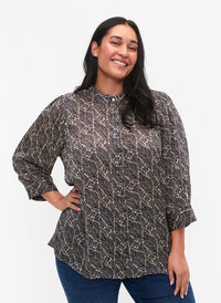 Skjortebluse med print , Night Sky Leaf, Model
