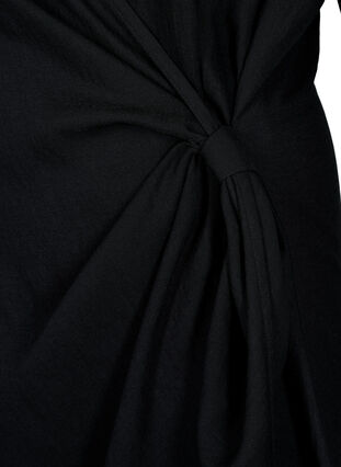 Langærmet kjole i viskose med wrap-look, Black, Packshot image number 3