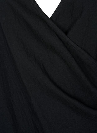 Langærmet bluse i viskose med wrap-look, Black, Packshot image number 2