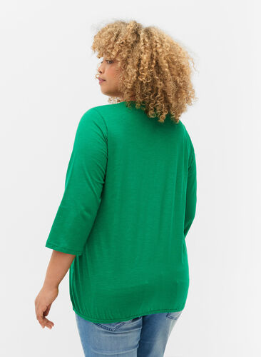 Bomuldsbluse med 3/4 ærmer, Jolly Green, Model image number 1