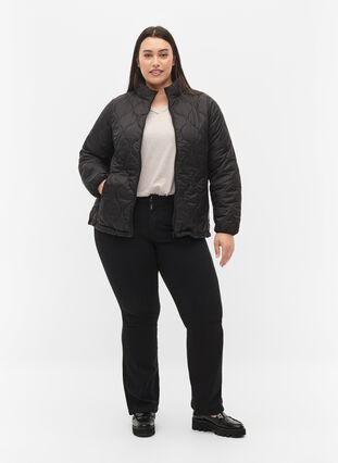 Quiltet jakke med lynlås og lommer , Black, Model image number 2