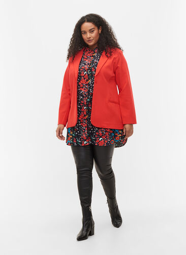 Enkel blazer med knaplukning, Flame Scarlet, Model image number 2