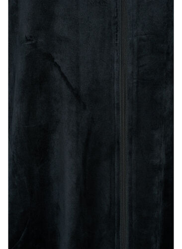 Velourkjole med lynlås og lommer, Black, Packshot image number 3