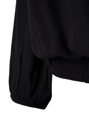 Viskosebluse med smock, Black, Packshot image number 3